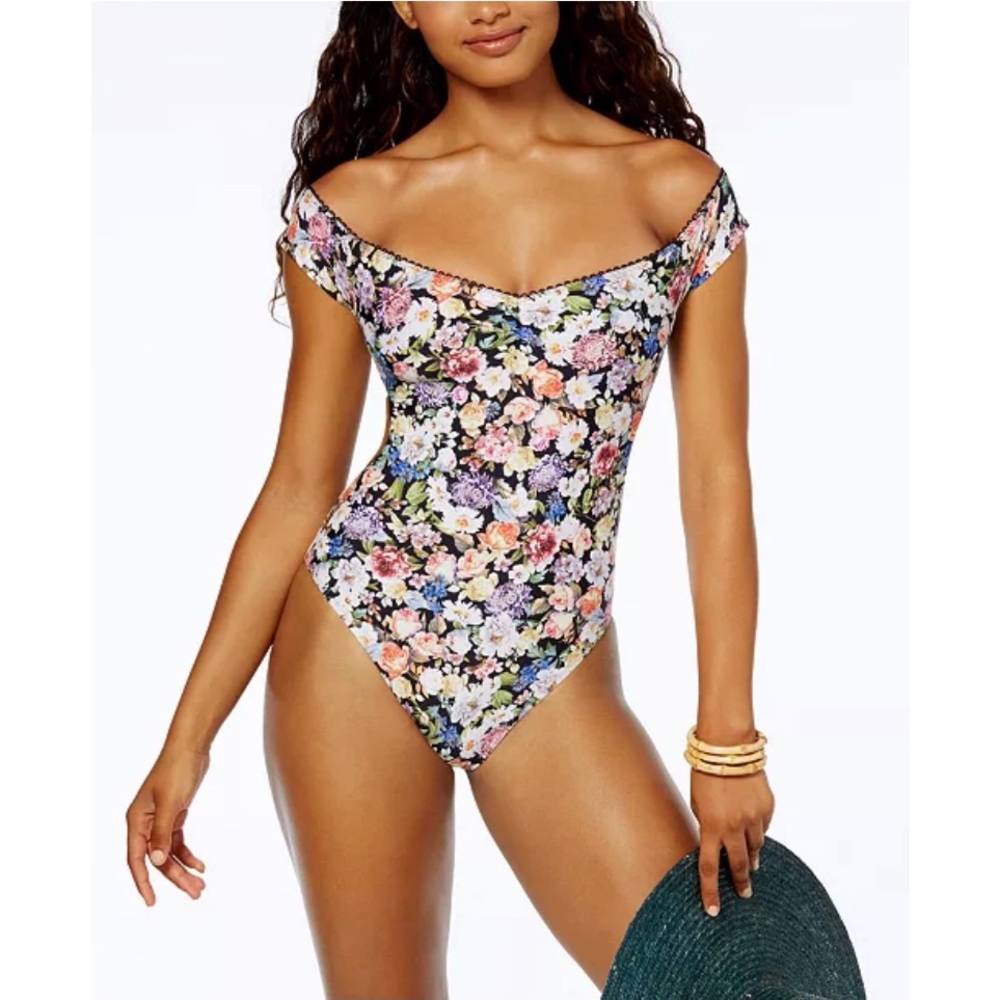 Lucky Brand Off-The-Shoulder One-Piece Swimsuit